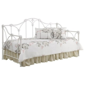 Bowery Hill Traditional Metal/Steel Tubing Twin Floral Daybed in White