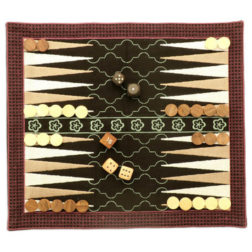 Novica Handmade Ganga Star In Mint Cotton And Wood Backgammon Set