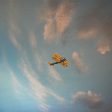 Aviation/Planes Theme mural in a kids bedroom, hand-painted in McLean, Virginia