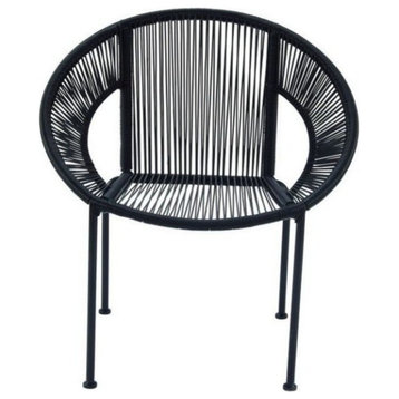 Contemporary Black Plastic Rattan Outdoor Chair 44523