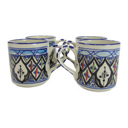 Le Souk Ceramique - Stoneware Coffee Mugs, Set of 4, Tibarine Design - Mugs