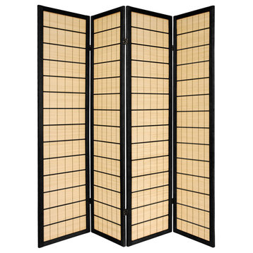 6' Tall Kimura Shoji Screen, 4 Panel, Black