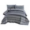 Aztec Stripes Quilted Coverlet Bedspread Set, Black and White, King