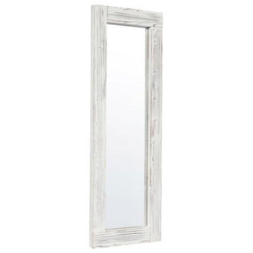 Graham 22x65 Full Length Mirror, Wall Mounted or Wall Leaning, Solid Wood Frame, White Wash