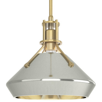 Henry with Chamfer Pendant, Modern Brass, Sterling Accents