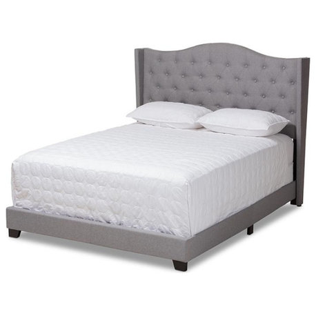 Alesha Modern and Contemporary Grey Fabric Upholstered Queen Size Bed