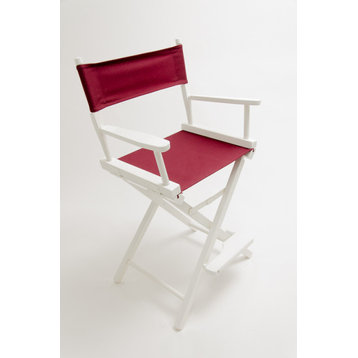 Gold Medal 24" White Contemporary Director's Chair, Burgundy