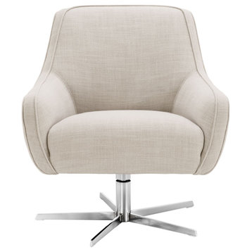 Beige Upholstered Swivel Chair, Eichholtz Serena