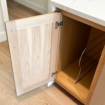 White Oak and Black Split Foyer Modern Kitchen
