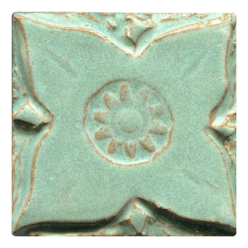 Medieval Floral Tiles, 3"x3", Copper Patina