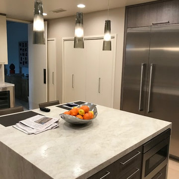 Huntington Beach Condo Kitchen with Large Waterfall Island
