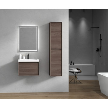 Aurora 24'' Wall Mounted Modern Bathroom Vanity, Red Oak