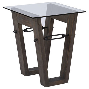 Bowery Hill Traditional Reclaimed Wood End Table in Brown Finish