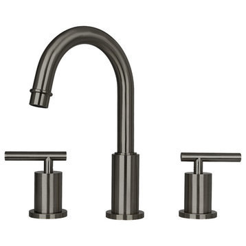 Two-Handles Copper Widespread Kitchen Faucet With Side Sprayer, Gun Black