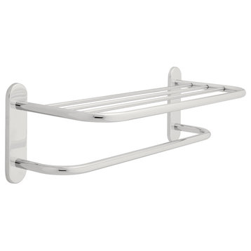 Delta Brass Towel Shelf With Single Bar Concealed Mounting, Polished Chrome, 24"