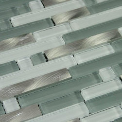 Glossy Green and White & Silver Aliminum Authentic Glass Mosaic Tiles Collection - Home Accessories & Decor