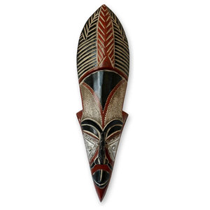 African Wood Mask Original Design Hand Carved 'Detector of Evil' NOVICA Ghana