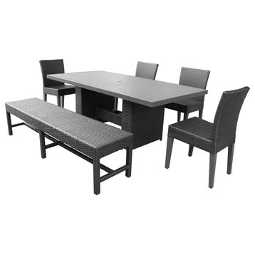 Belle Rectangular Patio Dining Table With 4 Chairs and 1 Bench Espresso