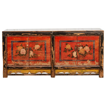 Antique 6' Floral Mongolian Sideboard