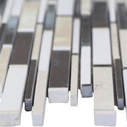 Black, White and Beige Matte Random Brick Pattern Marble Stone Tiles - Home Accessories & Decor
