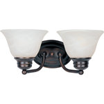 Maxim Lighting International - Malaga 2-Light Bath Vanity Sconce, Oil Rubbed Bronze, Marble - Brighten up your powder room with the classic Malaga Bath Vanity Fixture. This 2-light vanity fixture is beautifully finished in oil rubbed bronze with marble glass shades to match your existing hardware. Whether hung over a pedestal sink or a full vanity, this fixture illuminates your space and sheds light on your morning and nightly routines.