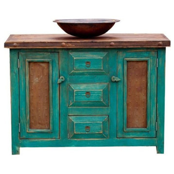Iver Rustic Turquoise Vanity, 36"x20"x32", Single Sink Vanity