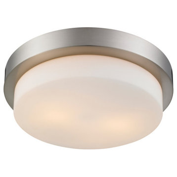 Versa 13" Flush Mount With Opal Glass, Pewter