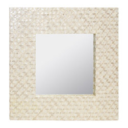 Worlds Away Johanna Inlaid Capiz Shell Square Mirror - Bathroom Mirrors