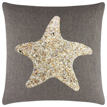 Sparkles Home Shell Starfish Pillow - 16x16" - Brown