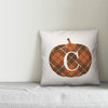 Plaid Pumpkin Monogram C 18x18 Spun Poly Pillow