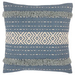 Jaipur Living - Vibe Palmyra Blue and White Tribal Poly Throw Pillow 20" - The Parable collection features Southwestern vibes and easy-going, fresh style. The Palmyra throw pillow showcases a diamond lattice motif and tufted trim details in chic tones of dark blue and white. Crafted of textural cotton, this light and neutral accent boasts bohemian touches and relaxed, cozy feel.