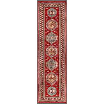 Pasargad Kazak Collection Hand-Knotted Lamb's Wool Runner, 2'2"x7'10"