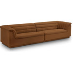 Meridian Furniture - Cascade Upholstered Modular Sofa, Saddle, Velvet, Straight Sofa - Give your room a much-needed rehab when you bring home this Cascade velvet modular sofa. The elegantly attention-grabbing design features a modern profile with curved arms deep horizontal channel tufting, so it wows from all angles. Upholstered in rich saddle velvet, this seat quickly becomes everyone's favorite spot for curling up with a good book or smart device. Thick foam padding ensures a cozy, body-hugging experience. while you watch TV or just relax.