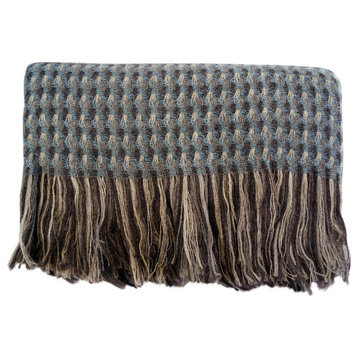 Kauri Wool Throw Blanket, Blue