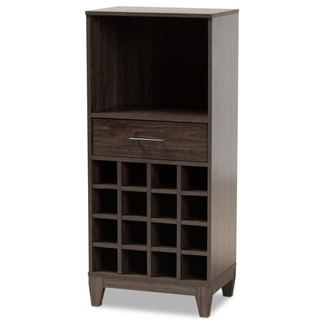 Baxton Studio Mathis Brown Finished Wood and Black Finished Wine Cabinet