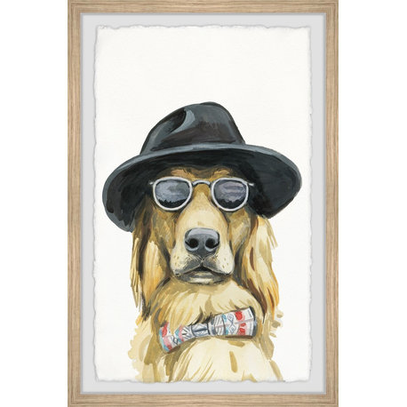 "Dog Detective" Framed Painting Print, 8"x12"