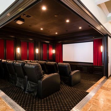 Adult Game Room with Bar and retractable wall theater