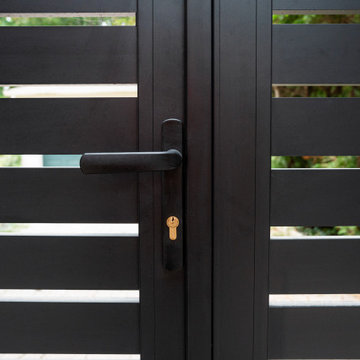 Custom Black Aluminum Double Swing Gate — Side Yard Privacy & Access