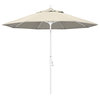 9' Matted White Collar Tilt Lift Fiberglass Rib Aluminum Umbrella, Olefin, Antique Beige