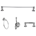 ARISTA Bath Products - Arista Highlander Collection 4-Piece Set, Chrome - The Arista Highlander Collection 4-Piece Bathroom Accessory Set includes a 24"  towel bar, towel ring, toilet paper holder and robe hook that provides a sharp, contemporary impression. All included pieces are made from durable zinc aluminum with a beautiful chrome finish. Concealed mounting hardware is included to assist in a quick and clean installation.