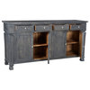 Carmenita 4 Door Sideboard, Gray Finish With Nickle Knob