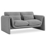 Meridian Furniture - Stylus Boucle Fabric Upholstered Loveseat, Grey - Impress family and guests alike with this Stylus boucle fabric loveseat. This modish loveseat oozes contemporary panache with its curved arms and unexpected design elements. Thickly padded seat and back cushions cradle your body in supportive comfort while the rich grey boucle fabric caresses the skin and leaves you feeling relax and recharged. A wood frame ensures that the chair withstands the rigors of daily use without losing its lovely yet contemporary look.