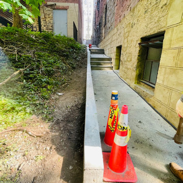 Curb/Exterior Wall Stucco/ParaPro Flashing/Garage slab replacement/Drainage