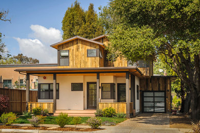 Trendy two-story wood exterior home photo in San Francisco