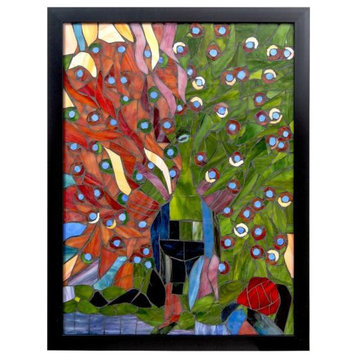 Dale Tiffany M0007L Peacock, 24" Mosaic Art Glass Wall Panel