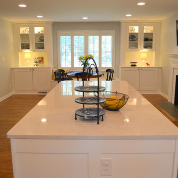 Kitchen Remodel with White Copenhagen Cabinets, Lagoon Tops and Subway Tile