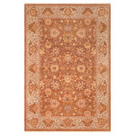 Bareens Designer Rugs - Turkish Knotted Istanbul Zula Brown/Blue Wool Rug 6'1'' x 9'1'' - Designed with a mesmerizing intricate traditional motif this glorious hand knotted rug is a masterpiece that will fill any space with sophistication and grace. An exhilarating color pallet with an elaborate design, this masterpiece features luxurious hand spun wool with all vegetable dyes to add comfort and style to your decor. The design, color and beautiful chromatic composition with a sheen in traditional and transitional designs, exude beauty, elegance and quality make this rug a masterpiece of its own.
