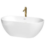 Wyndham Collection - Wyndham Collection Brooklyn 60" Acrylic Freestanding Bathtub in Gold/White - Enjoy a little tranquility and comfort in the Brooklyn freestanding bath. The oval, ergonomic design provides a comfortable, relaxing way to enjoy some much-deserved me time as you stretch out and enjoy a deep, relaxing soak. With its graceful curves and classic elegance, this versatile bathtub complements a wide range of tastes and styles. What could be better than luxury and practicality at an amazing price?
