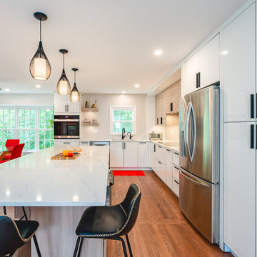 Glossy White & Natural Wood Kitchen Transformation