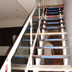 Steel stairs with glass panel - Products